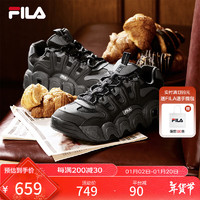 FILA 斐乐女鞋CROISSANT摩登运动鞋2024冬季可颂鞋老爹鞋 黑/影黑灰-BD 40