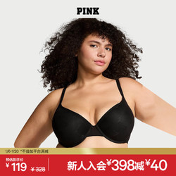 VICTORIA'S SECRET 维多利亚的秘密 PINK Logo印花舒适聚拢文胸女士内衣 2ZUO纯黑色 11250019 34D