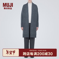 无印良品(無印良品 MUJI)女式 羊毛混纺牦牛绒 长开衫 长袖针织衫 毛衣女装上衣 BA1OEA3A 炭灰色 S(155/80A)