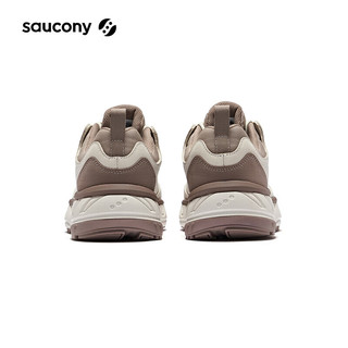 Saucony索康尼CYBER WEB复古休闲鞋男女皮面防泼水保暖米咖啡44