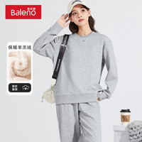 Baleno 班尼路 酒红色蛇年本命年卫衣女灰-复合羊羔绒圆卫 2XL