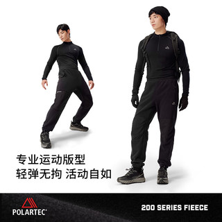 伯希和（Pelliot）【P系列】Polartec200抓绒裤男女24秋冬款轻暖耐磨户外登山打底裤 【男款】漫暮黑 | 轻量保暖 L