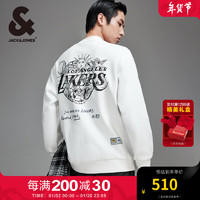 杰克琼斯 杰克·琼斯（JACK&JONES）秋季NBA联名湖人队略宽松贴布装饰潮流圆领卫衣男款224333125 本白色A06 常规 本白色A06 185/104A/XL