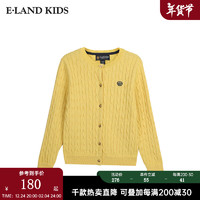 E·LAND KIDS【同款】【夹心饼干】童装2024年早春女童圆领针织开衫 L/Yellow浅黄色/31 150cm