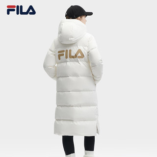 FILA 斐乐女士长款羽绒服冬休闲基础简约连帽上衣 云菇白-A-WT 180/96A/XXL