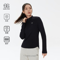 KOLON SPORT/可隆半拉链长袖 女子户外休闲吸湿排汗收腰抗菌衣T恤- LKZT4WN116-BK 黑色 L 170/92A