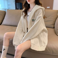 唐狮 春季女连帽卡通字母卫衣加厚外套百搭韩版高级感减龄时髦