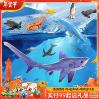 纽奇（Nukied）儿童男孩玩具仿真动物模型农场庄园长颈鹿野生动物园玩具新年 海洋动物37件套