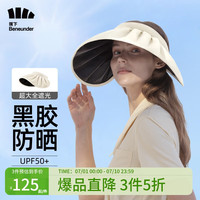 蕉下（beneunder）防晒帽遮阳帽女帽子太阳帽大帽檐防紫外线空顶帽纭际贝壳帽浅米色 【黑胶倍护】浅米色