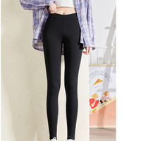 唐狮秋冬款打底裤女外穿加绒加厚魔术铅笔小黑裤高腰黑色保暖棉裤