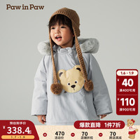 PawinPaw卡通小熊童装2024年秋冬男女宝精灵帽棉服舒适保暖 Grey灰色/15 120cm