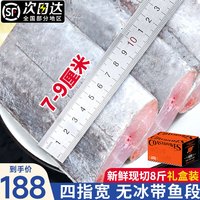 渔吻【超厚四指宽】带鱼段刀鱼段 冰鲜冷冻大带鱼中段带鱼礼盒鱼 【礼盒】超宽带鱼段500g*8袋