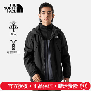 THE NORTH FACE 北面 三合一冲锋衣男24户外运动防风防水保暖软壳内胆夹克外套 8UR/黑色 L/175