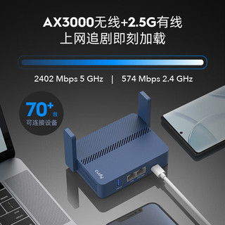 CUDY TR3000 TR3000 双频3000M 千兆Mesh家用无线/有线路由器 Wi-Fi 6 单个装 蓝色