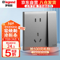 legrand 罗格朗 简悦系列 10A五孔带单控开关插座 深砂银色