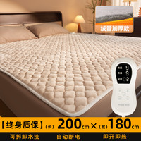 可水洗电热毯2024双人电褥子碳纤维店单人家用 奶咖牛奶绒加厚【200×180cm】双人双控✅抑菌除螨✅可拆卸水洗