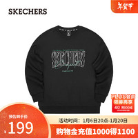 SKECHERS 斯凯奇 2024秋男女圆领宽松百搭舒适L324U059 碳黑 XXL