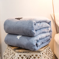 雅鹿加厚珊瑚绒毛毯子被子法兰绒床单宿舍保暖冬季铺床垫子盖毯 晚安-灰【柔软舒适 手感细腻】 单人绒毯-120x200cm