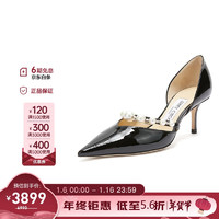 JIMMY CHOO 周仰杰 礼物女士黑色皮革高跟鞋 AURELIE 65 XKM 214 BLACK WHITE 37.5