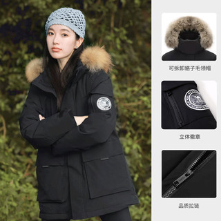 CAMEL 骆驼 女装毛领羽绒服中长款冬加厚工装派克服羽绒外套