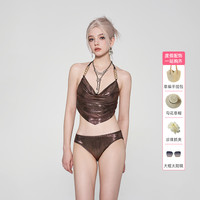 亦美珊泳衣女性感比基尼挂脖吊带分体四件套显瘦海边度假泳装