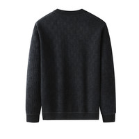 红蜻蜓 男士加绒加厚圆领毛衣冬季针织提花爸爸冬装内搭打底衫