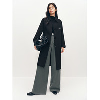 太平鸟大师甄绒甄毛系列新中式优雅时尚西装式双面呢大衣冬季毛呢外套 黑色甄绒双面呢翻领大衣 M