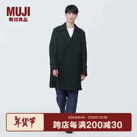 无印良品（MUJI） 男式 双排扣大衣 风衣外套男春秋 中长款 AD0V8C4S 黑色 L 175/100A