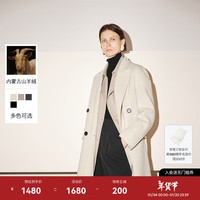 麦檬绵羊毛中长款长袖毛呢外套女5E9972761 浅米长5E9972763 160/84A/M（105-115斤）