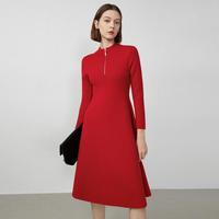 羊毛法式高级感气质长袖收腰显瘦裙子女春秋季连衣裙经典系列