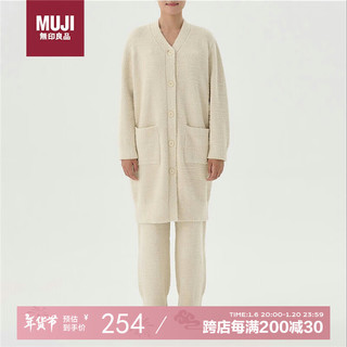 MUJI 无印良品女式 发热毛毛纱家居长开衫 秋冬新品  米色 L-XL