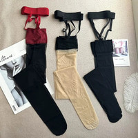 GEEZORO 白色吊带丝袜女夏秋季防勾丝连裤袜性感纯欲风打底见男友