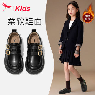 百亿补贴：KIDS 红蜻蜓儿童 红蜻蜓女童鞋子儿童小公主皮鞋单2024新款秋季乐福黑色加绒秋冬款