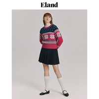 【圣诞系列】Eland衣恋毛衣女套头提花亮纱厚款保暖针织衫上衣