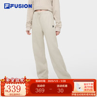 FILA FUSION斐乐潮牌针织长裤女时尚简约宽松休闲裤加绒 藊豆灰-BG XL