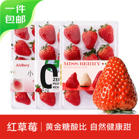 京鲜生 四维生态 红草莓 净重1斤 6-9粒/盒 生鲜水果源头直发