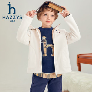 HAZZYS 童装男女童外套冬新品防静电宽松保暖时尚舒适针织外套 奶油色 145