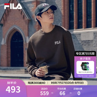 FILA 斐乐男子套头卫衣2024秋时尚休闲宽松针织长袖上衣 土褐色-DR XL
