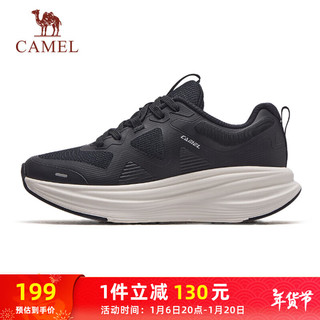 CAMEL 骆驼 轻量健步厚底慢跑步女鞋休闲运动鞋子 K24C09L7657 黑色 40