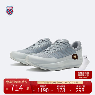 K·SWISS 盖世威（K·SWISS）KSWISS 男跑鞋  24春季透气防滑耐磨运动休闲鞋 9272-M 017寂静灰/极致灰/温布尔登白 42