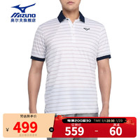 Mizuno 美津浓 高尔夫服装 男士23新款夏季短袖 透气舒适T恤 golf运动休闲POLO衫 E2MAA015-01 白色 L