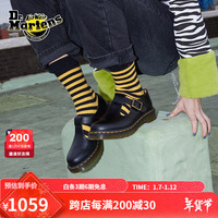 马丁(马汀博士 Dr.Martens)Polley秋季舒适百搭通勤T字光面皮女浅口玛丽珍鞋