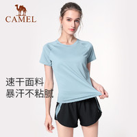 88VIP：CAMEL 骆驼 瑜伽服套装女夏季跑步服透气宽松健身服短袖速干衣显瘦运动服