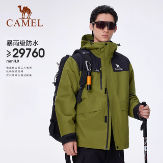 骆驼（CAMEL）户外冲锋衣经典工装ICON三合一抓绒内胆登山服 XXXL 幻影黑，男