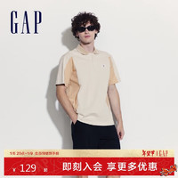 Gap 男女装2024夏季新款半拉链短袖T恤撞色翻领POLO衫877412