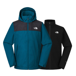 THE NORTH FACE 北面 25春夏北面冲锋衣男户外防风防水软壳内胆三合一冲锋衣88FR+8AUP 绿色+黑色内胆 M