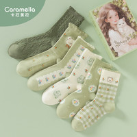 卡拉美拉(Caramella)24年春秋季袜子女中筒袜可爱四季款秋野樱少女棉袜6双礼盒装 秋野樱少女中筒袜礼盒装-13- 6双 均码 (35-39码)