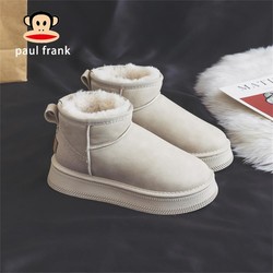 Paul Frank 大嘴猴 户外休闲厚底雪地靴女2024冬季加绒加厚保暖防滑短筒靴