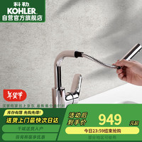 KOHLER 科勒 浴室龙头利欧洗脸洗头台盆冷热水龙头 抽拉式性价比款20710