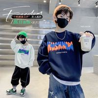 Thinkpire 儿童加绒卫衣男童长袖t恤2024款春秋冬装童装男孩打底衫儿童上衣 A1005藏青 160 码建议身高155CM